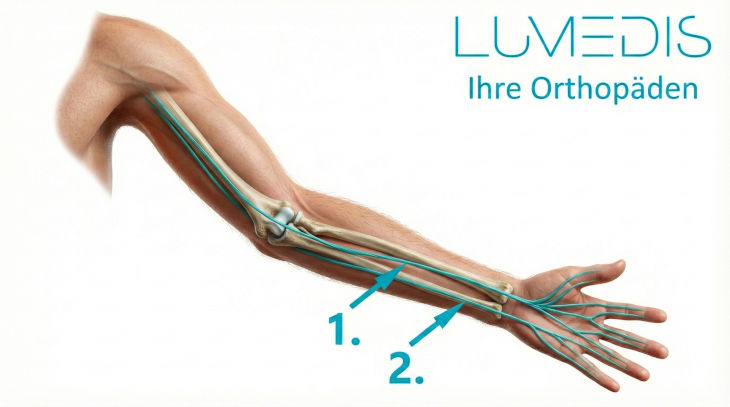 Verlauf des N. medianus und ulnaris im Arm Verlauf des N. medianus und ulnaris im Arm