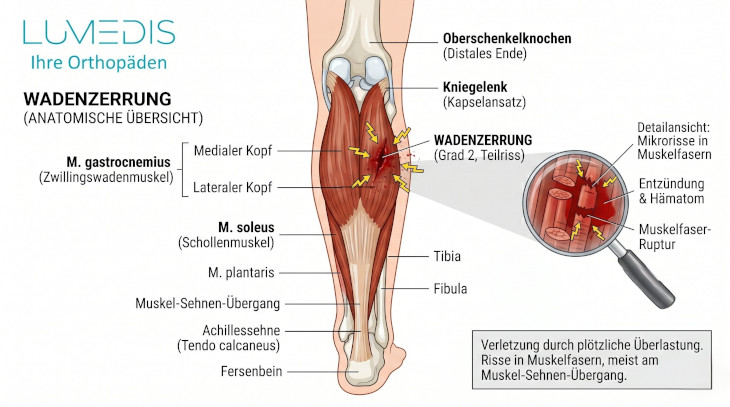 Abbildung einer Wadenzerrung Abbildung einer Wadenzerrung