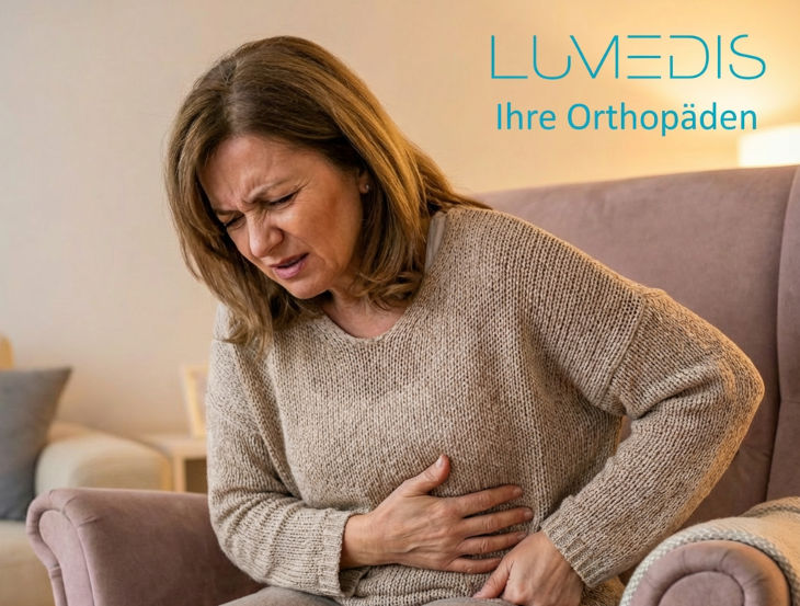 Frau mit Schmerzen am Zwerchfell Frau mit Schmerzen am Zwerchfell